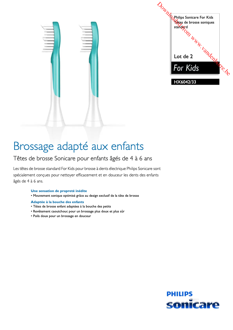 Image de la première page du manuel de l'appareil Sonicare For Kids HX6042