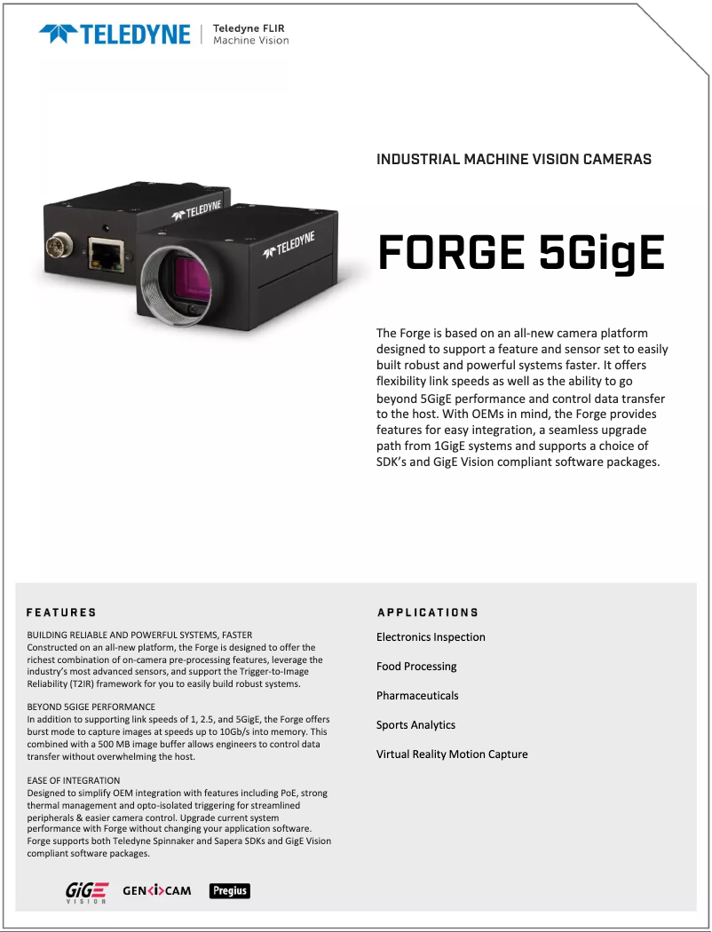 Page 1 de la notice Fiche technique FLIR Forge