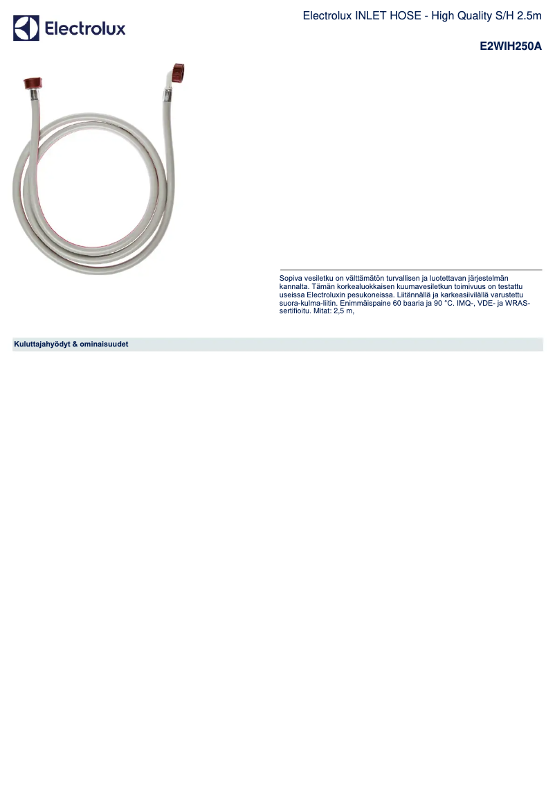 Page 1 de la notice Manuel utilisateur Electrolux E2WIH250A