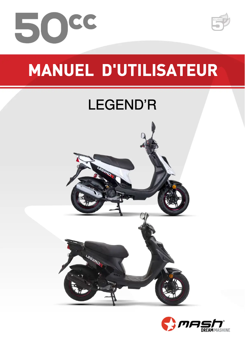 Image de la première page du manuel de l'appareil Legend'R 50cc (2022)