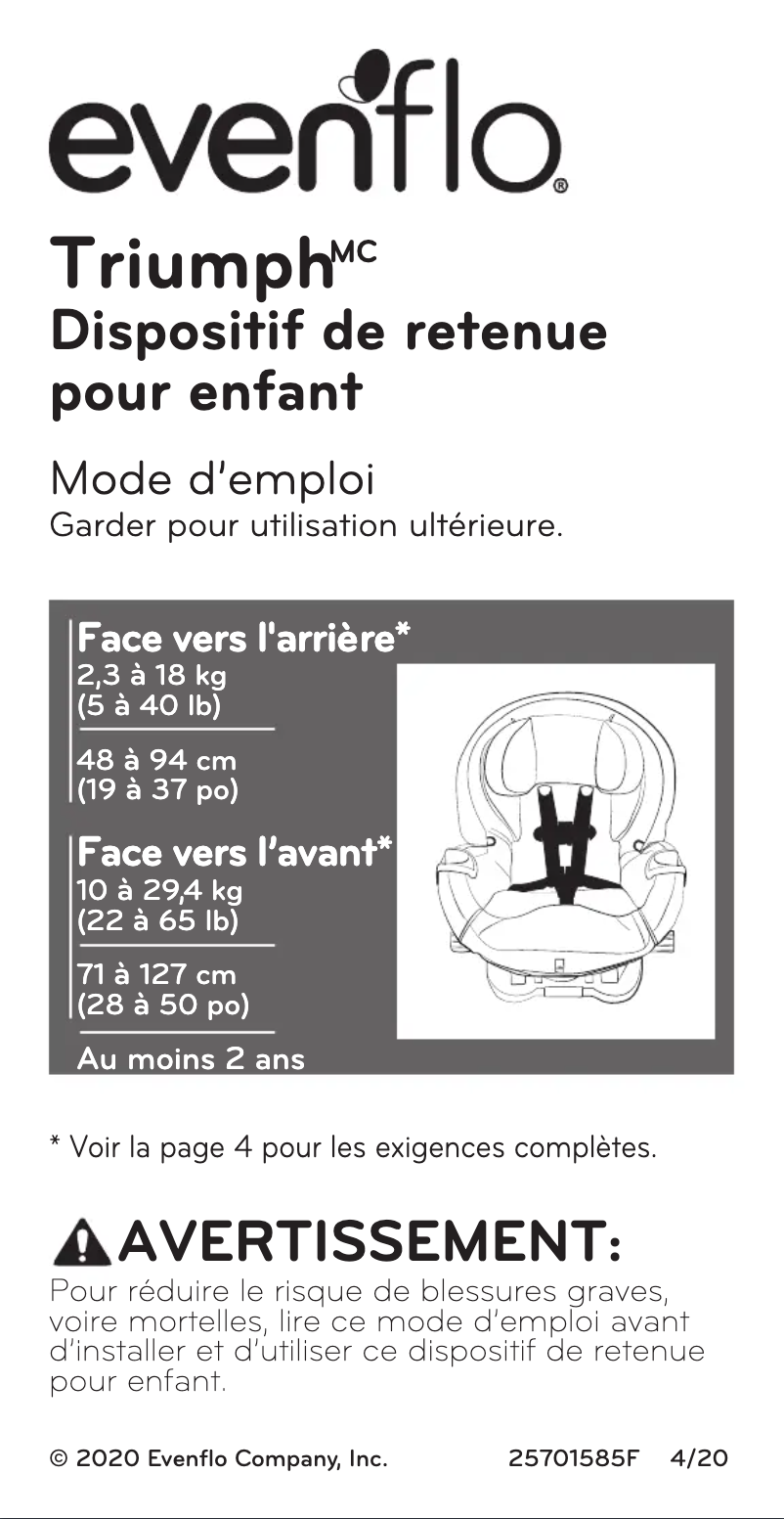 Página 1 del manual Manual de usuario Evenflo Triumph