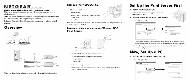 Page 1 de la notice Guide d'installation Netgear WGPS606