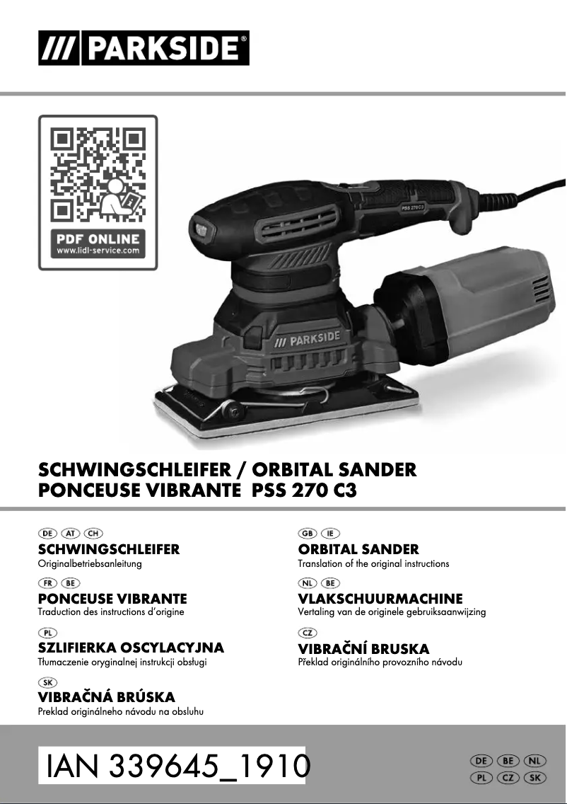 Page n°1 - Manuel utilisateur Parkside PSS 270 C3