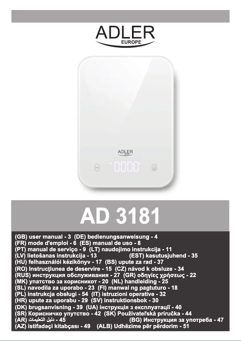 Page n°1 - Manuel utilisateur Adler AD 3181