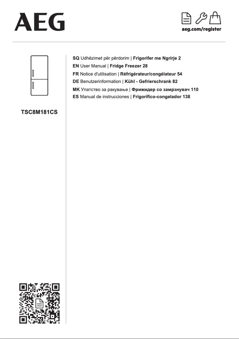 Page 1 de la notice Manuel utilisateur AEG TSC8M181CS