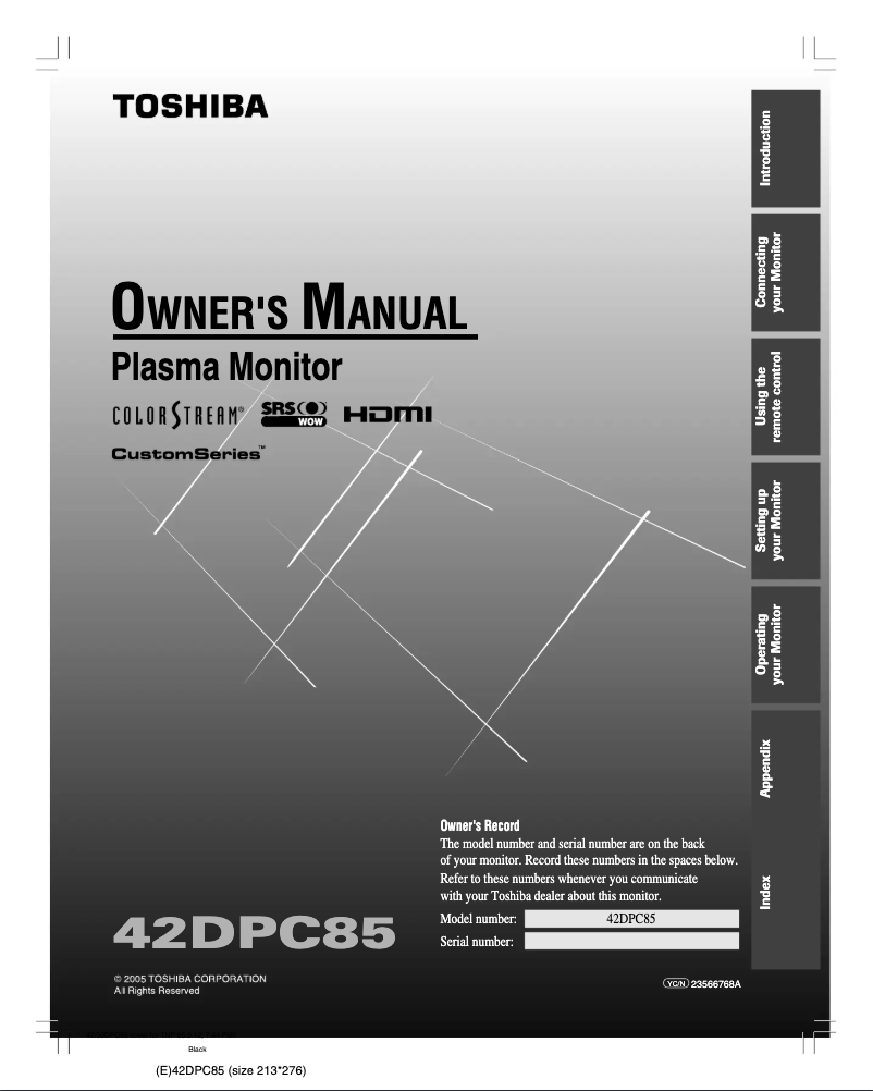 Page n°1 - Manuel utilisateur Toshiba 42DPC85
