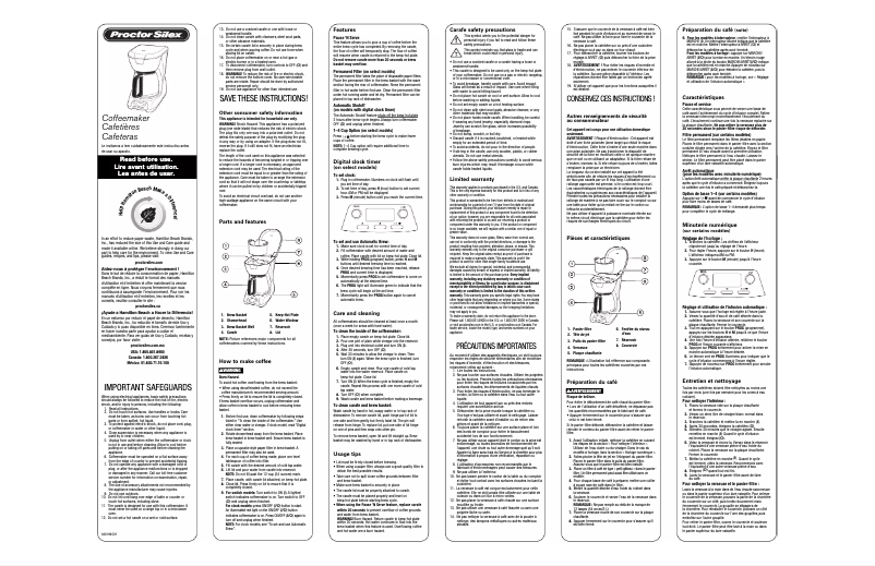 Page n°1 - Manuel utilisateur Proctor Silex 43601