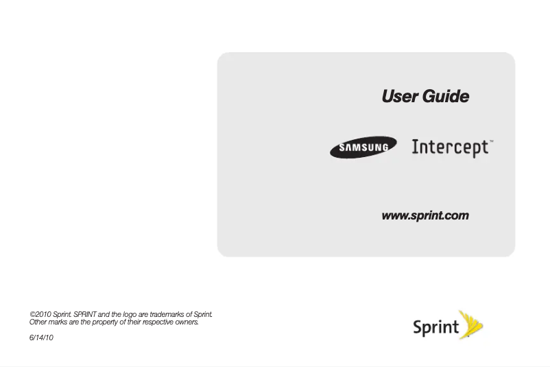 Page 1 de la notice Manuel utilisateur Samsung Intercept