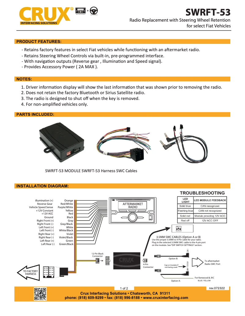 Page 1 de la notice Manuel utilisateur CRUX SWRFT-53