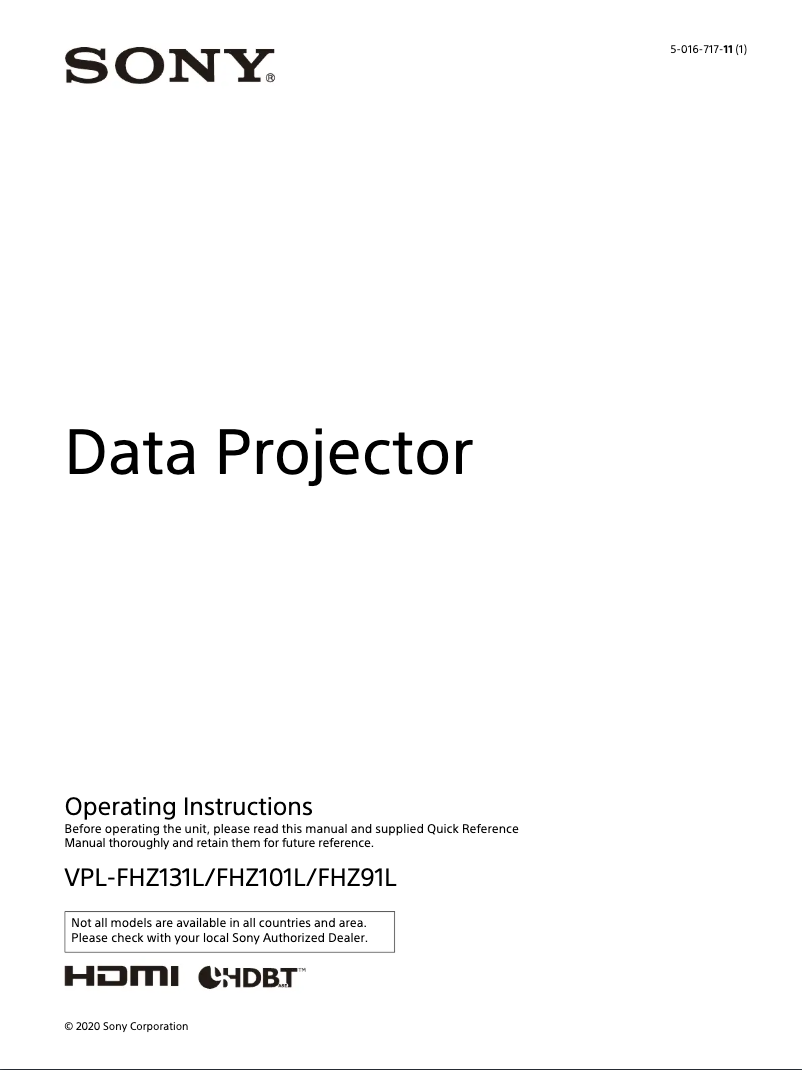 Page n°1 - Manuel utilisateur Sony VPL-FHZ131