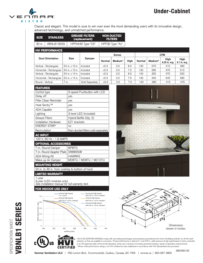 Image de la première page du manuel de l'appareil Bistro VBNLB130SS