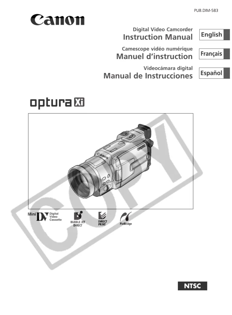Page 1 de la notice Manuel utilisateur Canon Optura Xi