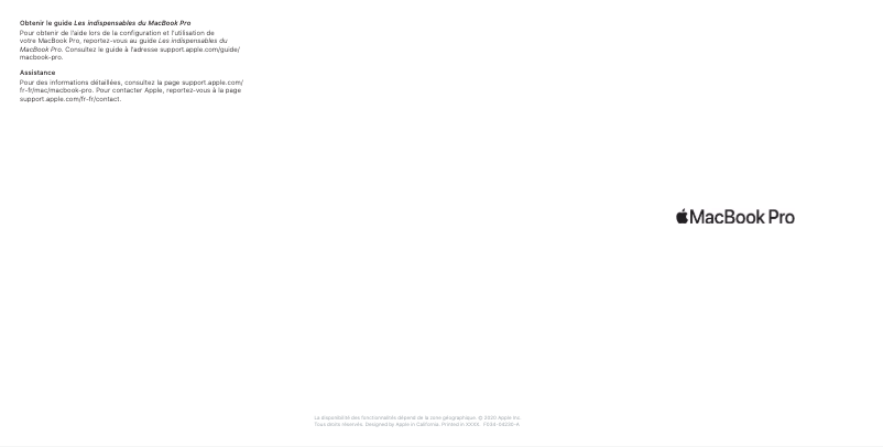 Page n°1 - Manuel utilisateur Apple MacBook Pro