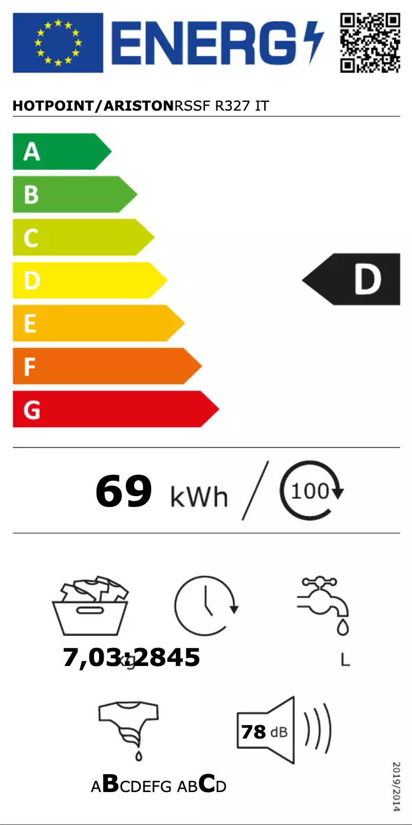 Page 1 de la notice Manuel utilisateur Hotpoint RSSF R327 IT