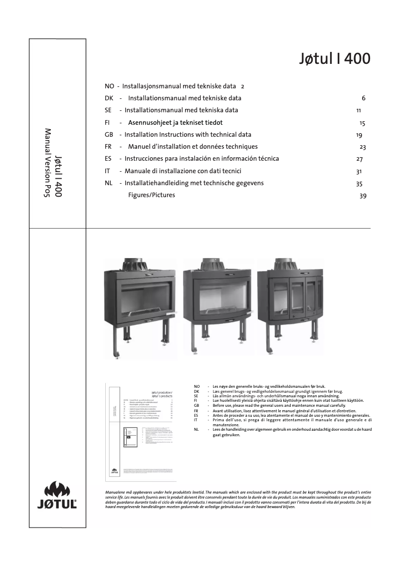 Page n°1 - Manuel utilisateur Jøtul I 400