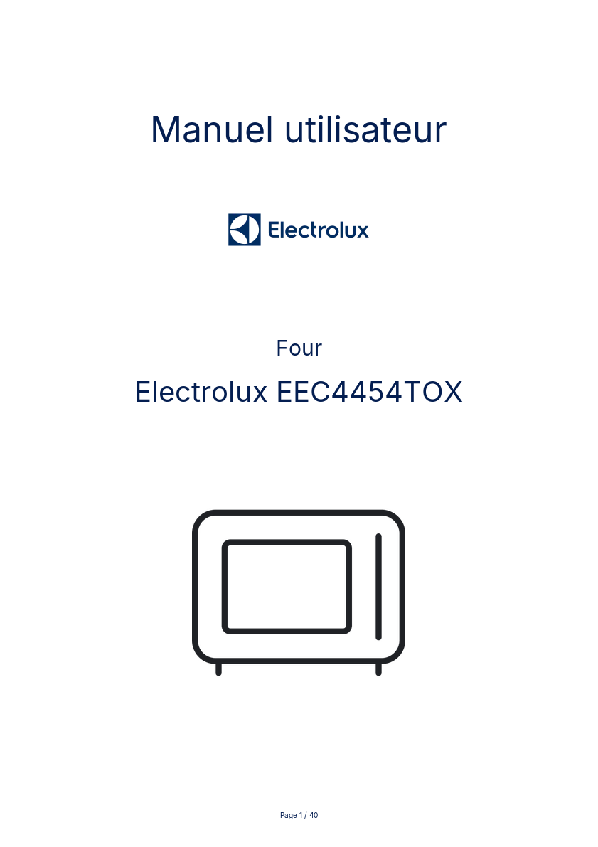 Page n°1 - Manuel utilisateur Electrolux EEC4454TOX