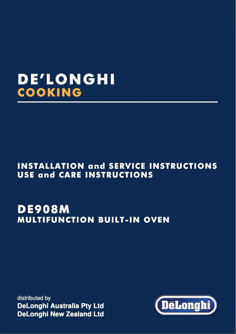 Page 1 de la notice Manuel utilisateur DeLonghi DE908M