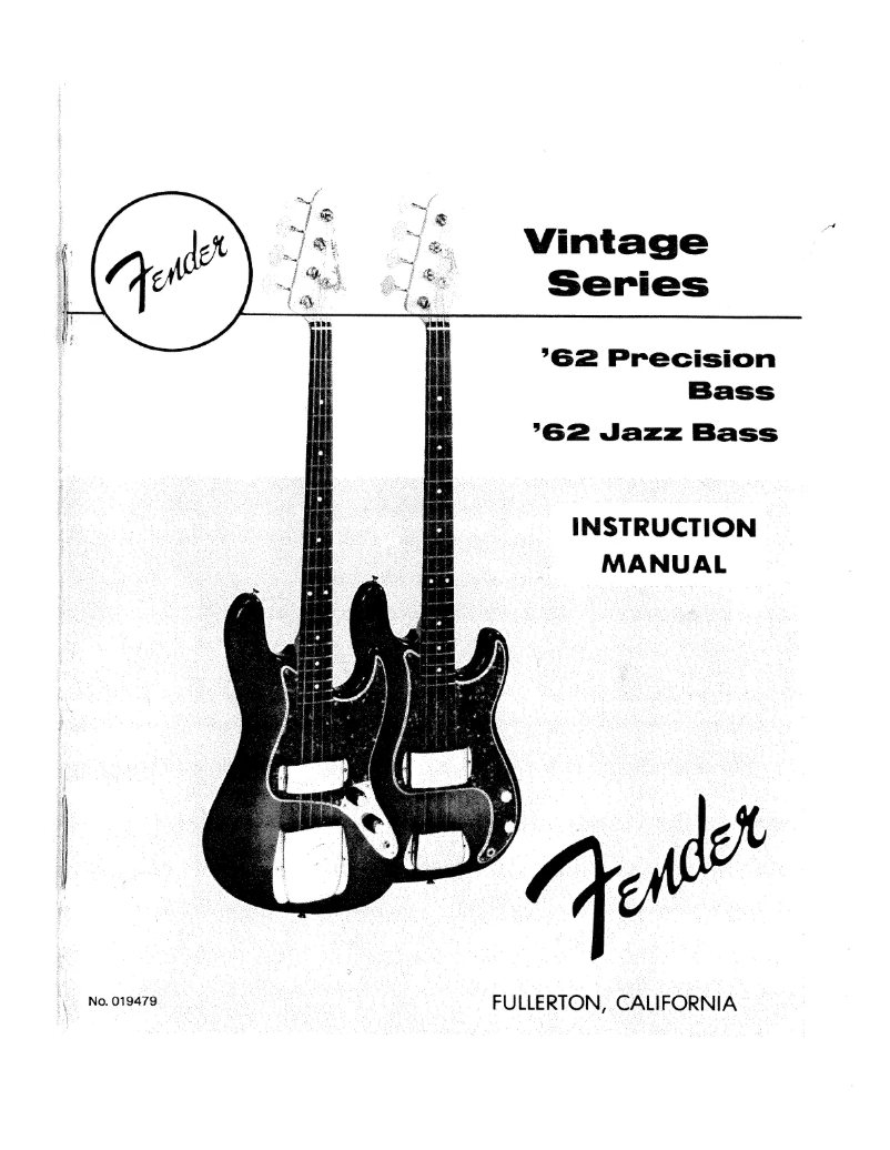 Page n°1 - Manuel utilisateur Fender '62 Precision Bass VintageS eries