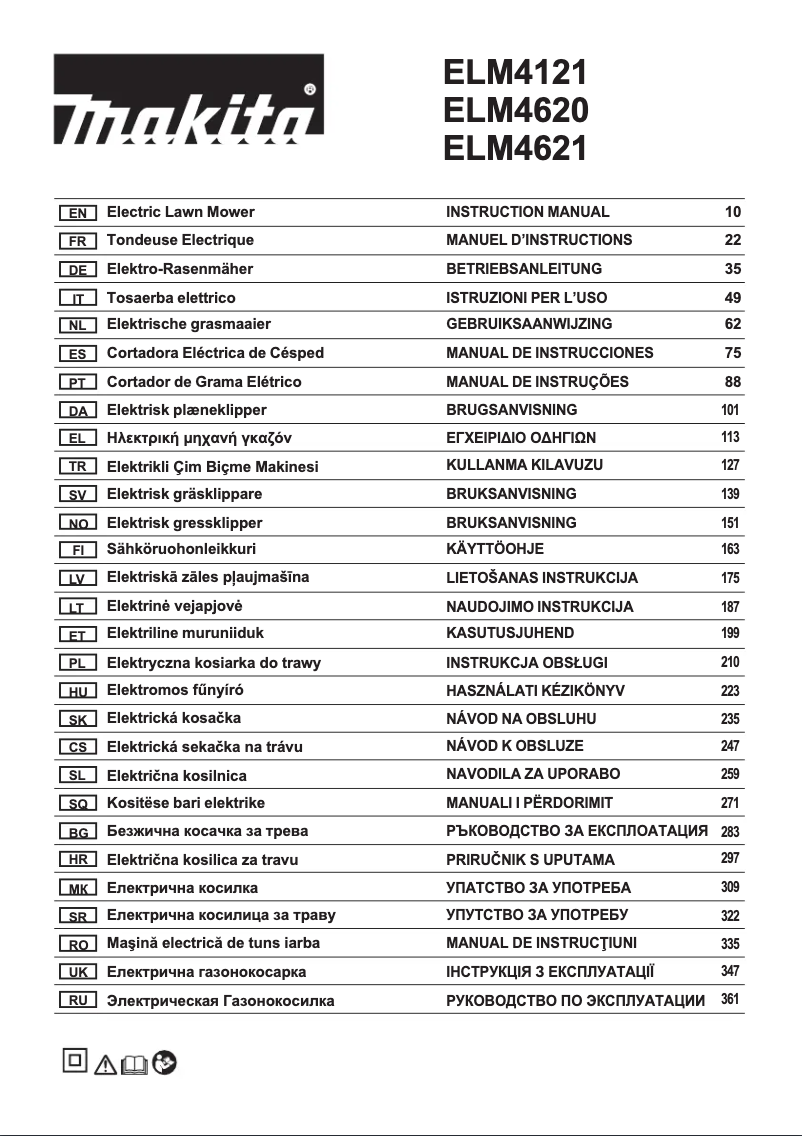 Page n°1 - Manuel utilisateur Makita ELM4621