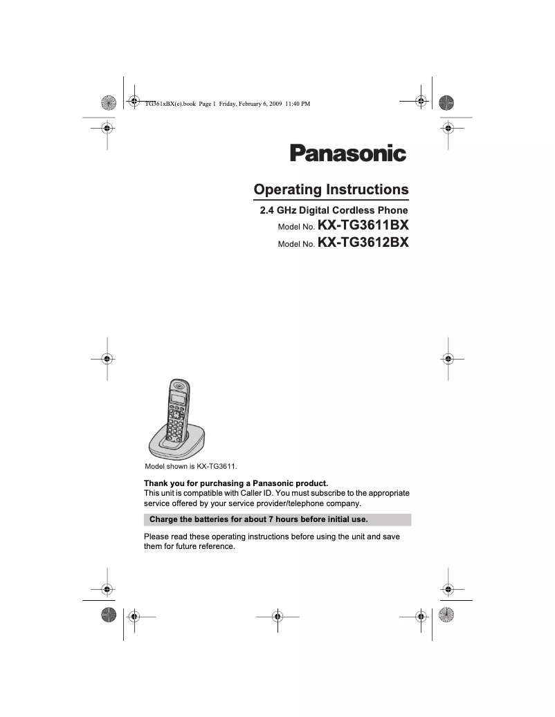 Imagen de la primera página del manual del dispositivo KX-TG3611