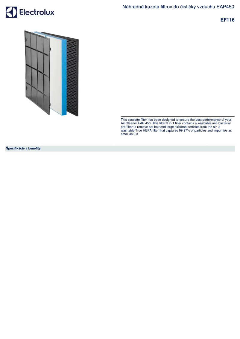 Page n°1 - Manuel utilisateur Electrolux EF116