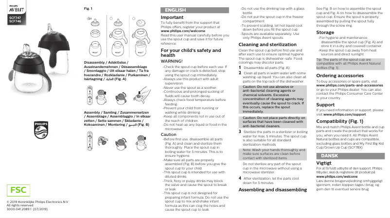 Page 1 de la notice Manuel utilisateur Philips AVENT SCF747