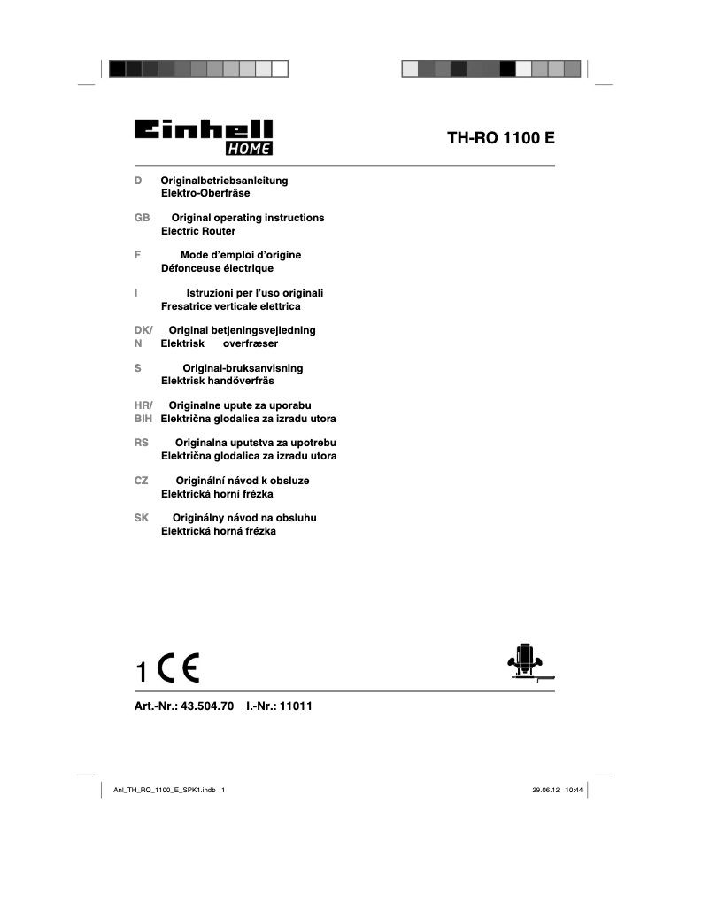 Page 1 de la notice Mode d'emploi Einhell TH-RO 1100 E