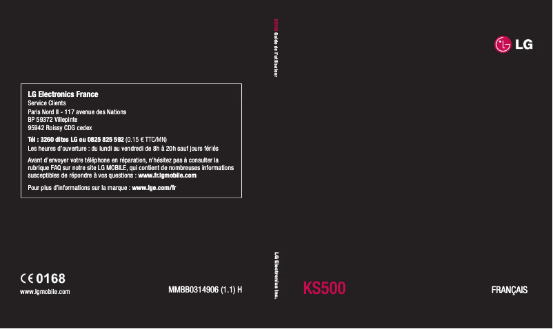 Page 1 de la notice Manuel utilisateur LG KS500