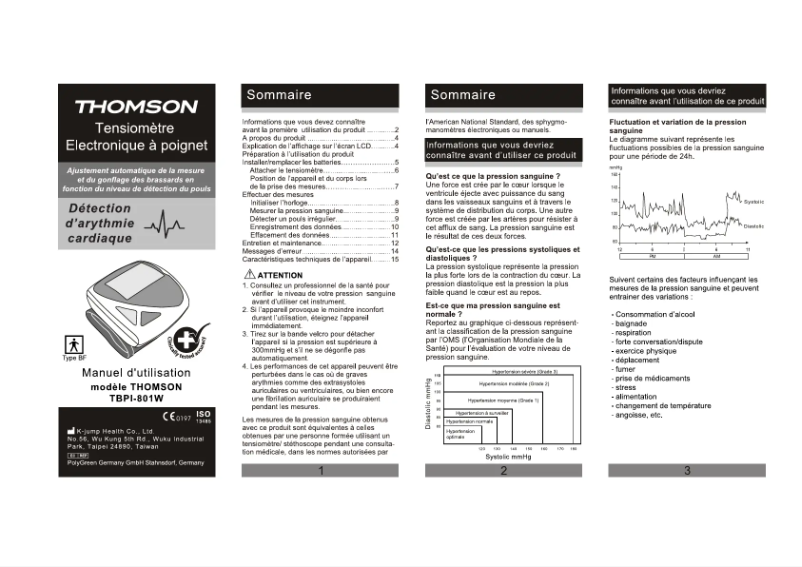 Image de la première page du manuel de l'appareil TBPI-801W