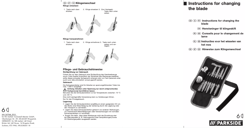 Page n°1 - Manuel utilisateur Parkside IAN 367046