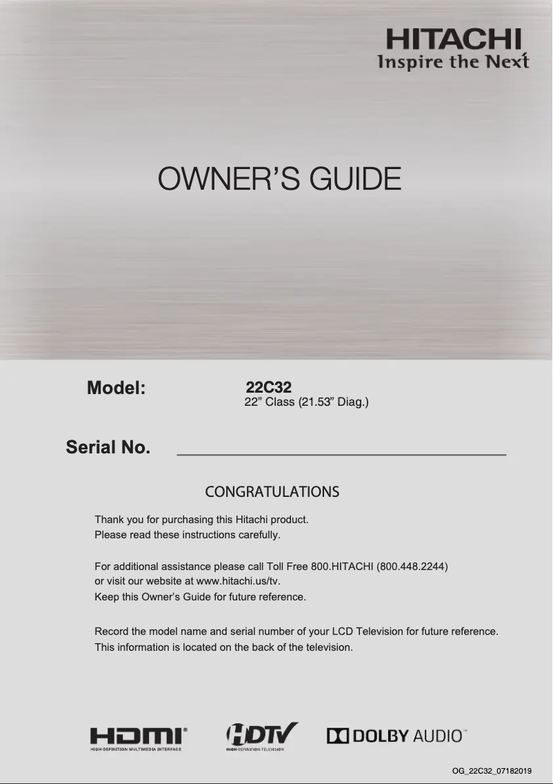 Page n°1 - Manuel utilisateur Hitachi Alpha C32