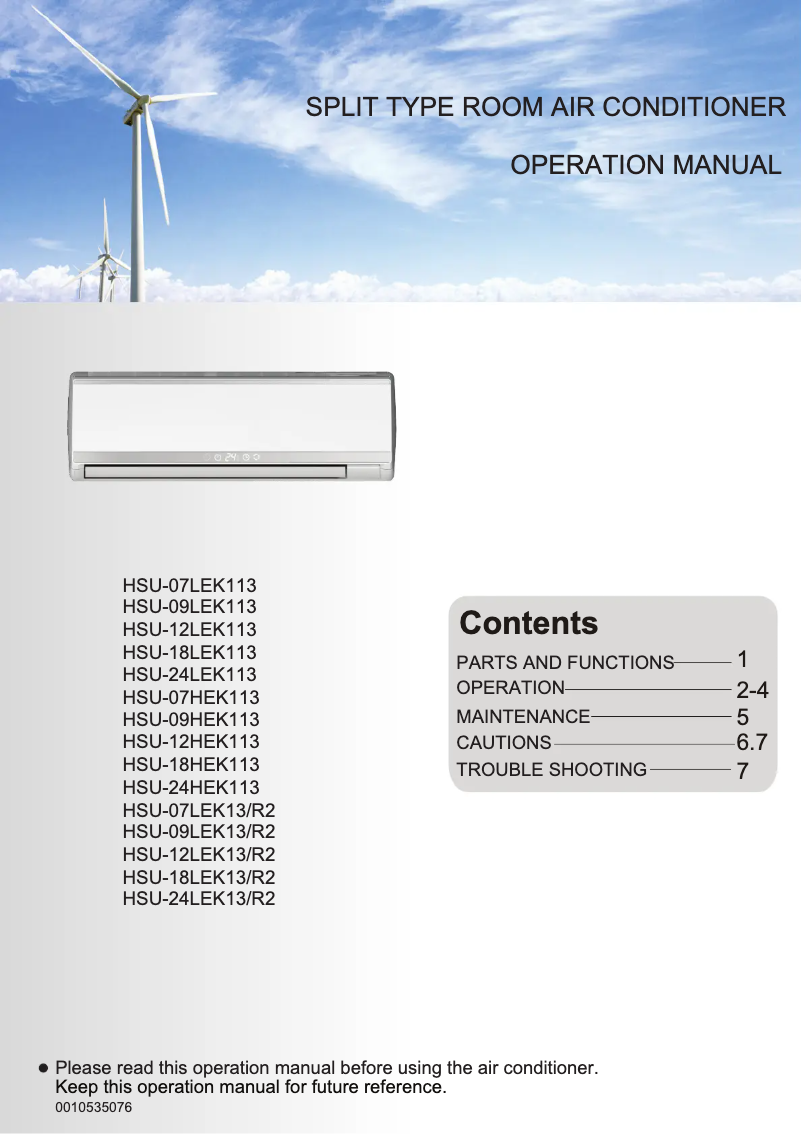Page n°1 - Manuel utilisateur Haier HSU-18LEK113