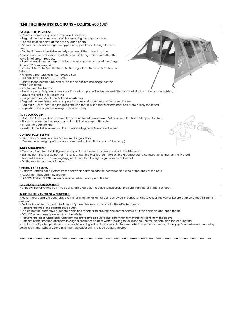 Página 1 del manual Manual de usuario Vango Eclipse 600