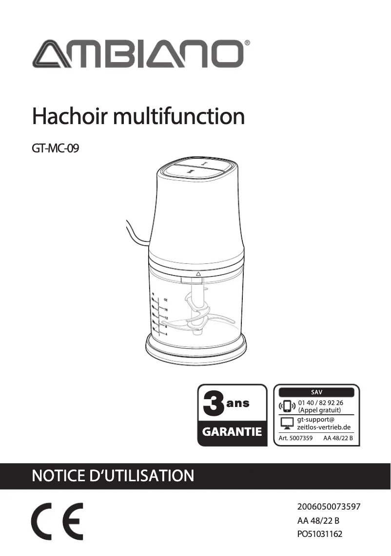 Image de la première page du manuel de l'appareil GT-MC-09