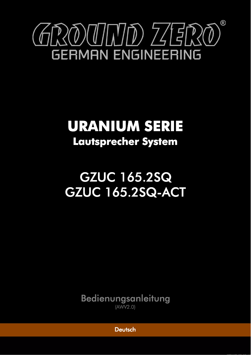 Page 1 of the manual User Manual Ground Zero GZUC 165.2SQ