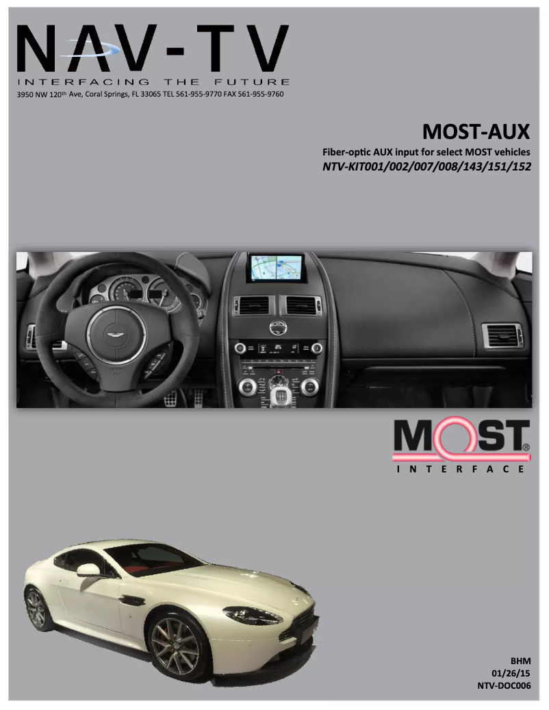 Page 1 de la notice Manuel utilisateur NAV-TV MOST-AUX NTV-KIT007