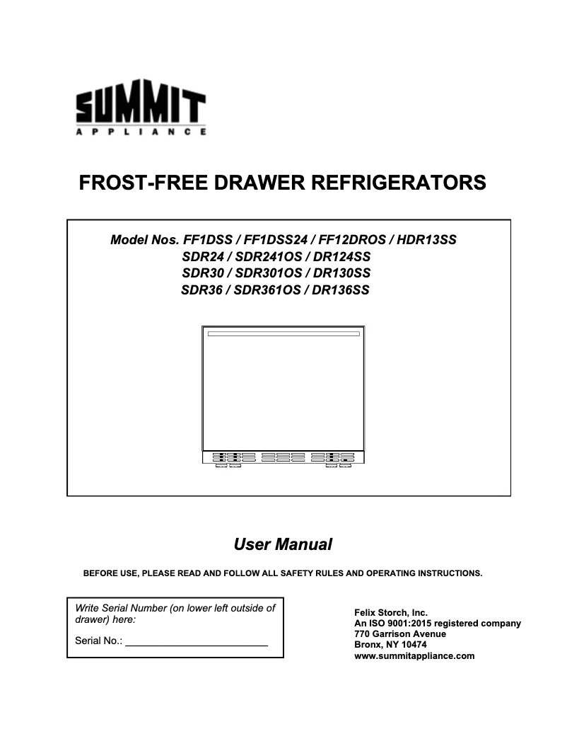 Page n°1 - Manuel utilisateur Summit SDR30