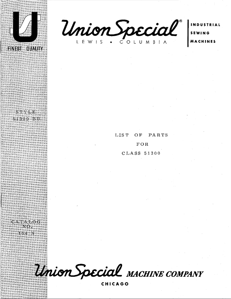 Page n°1 - Manuel utilisateur Union Special 51300BU