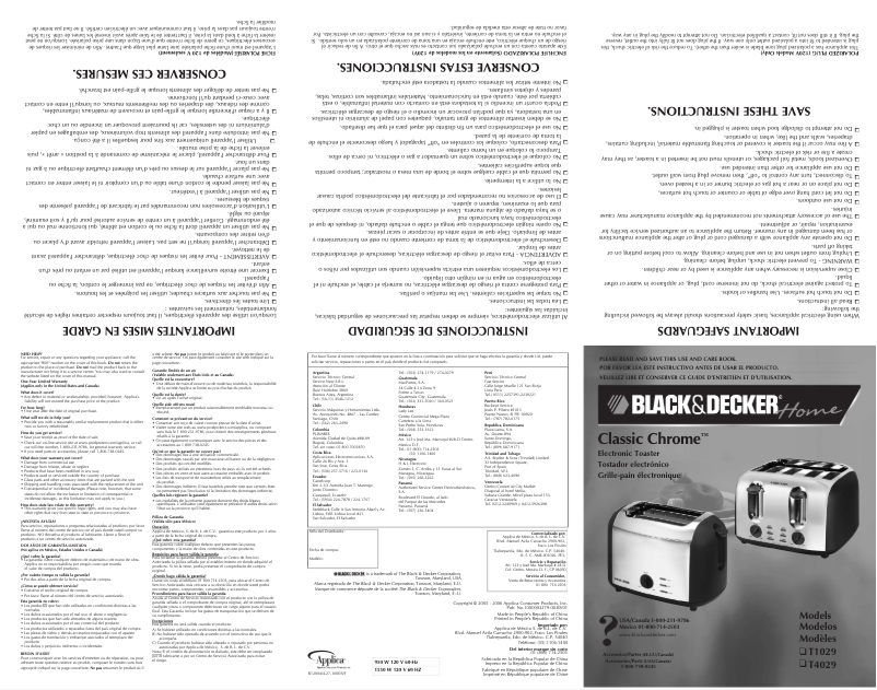 Page 1 de la notice Manuel utilisateur Black & Decker Classic Chrone T1029