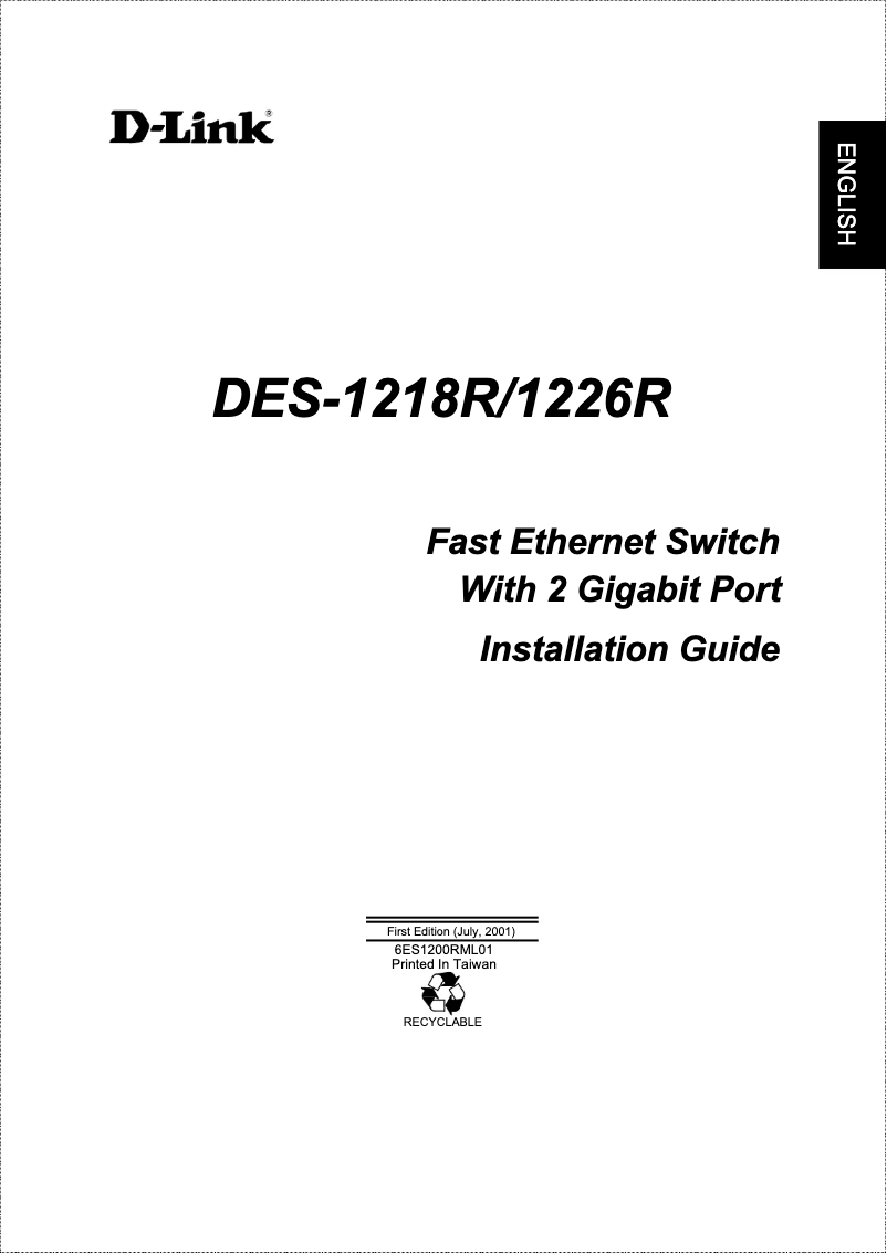 Image de la première page du manuel de l'appareil DES-1218R
