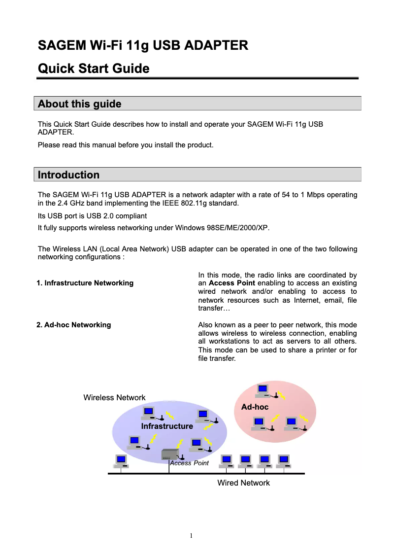 Image de la première page du manuel de l'appareil WUBR-128GW