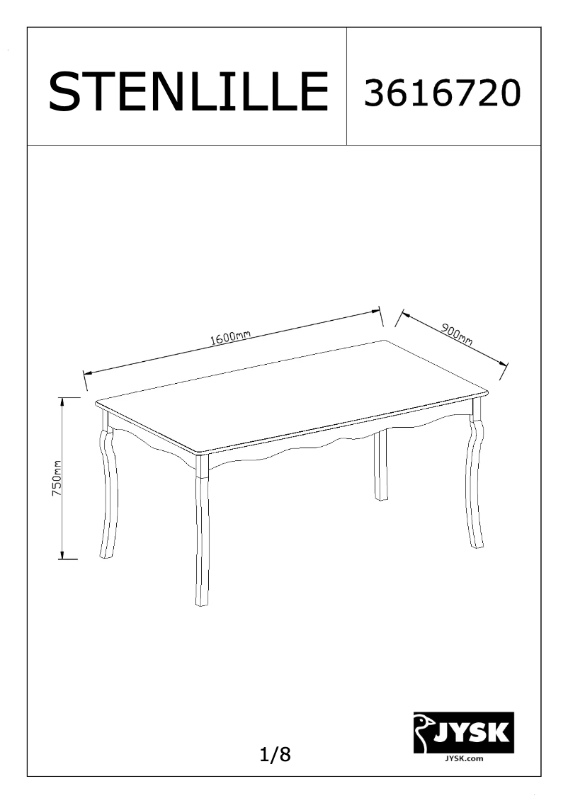 Página 1 del manual Manual de usuario JYSK Stenlille (90x160x75)