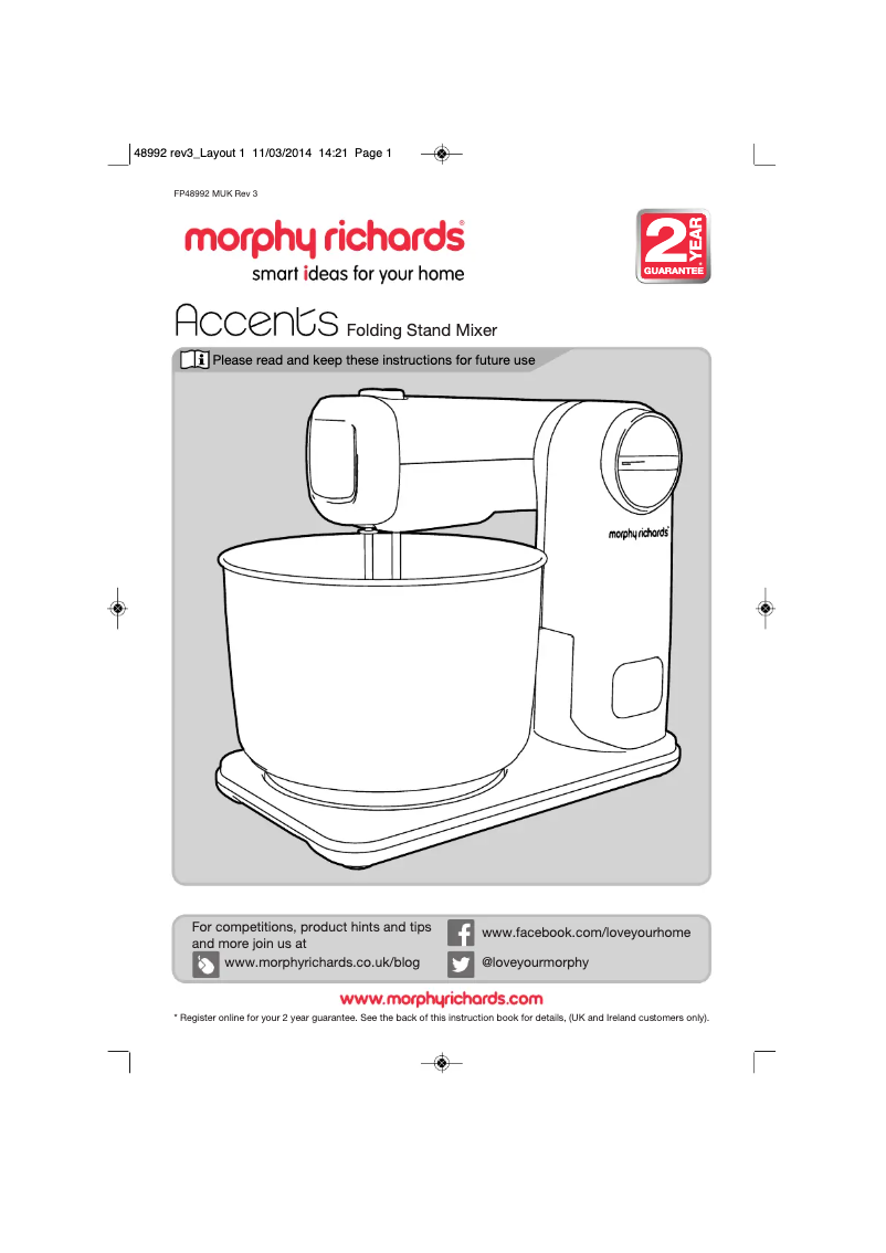 Página 1 del manual Manual de usuario Morphy Richards Accents 400403
