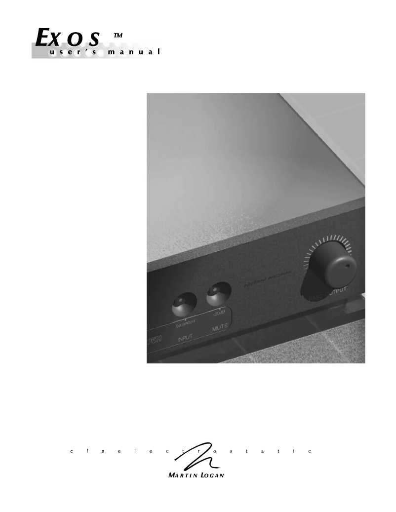 Page 1 de la notice Manuel utilisateur Martin Logan Exos