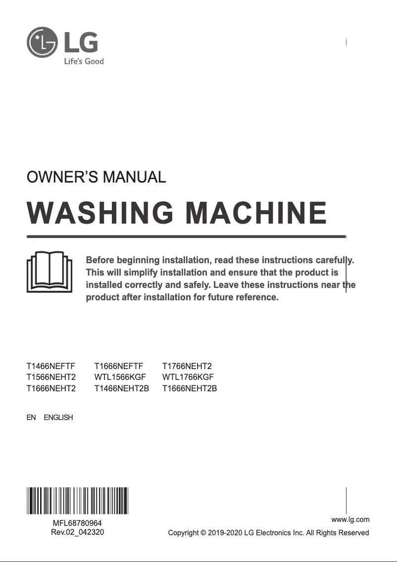 Page 1 de la notice Manuel utilisateur LG T1566NEHT2