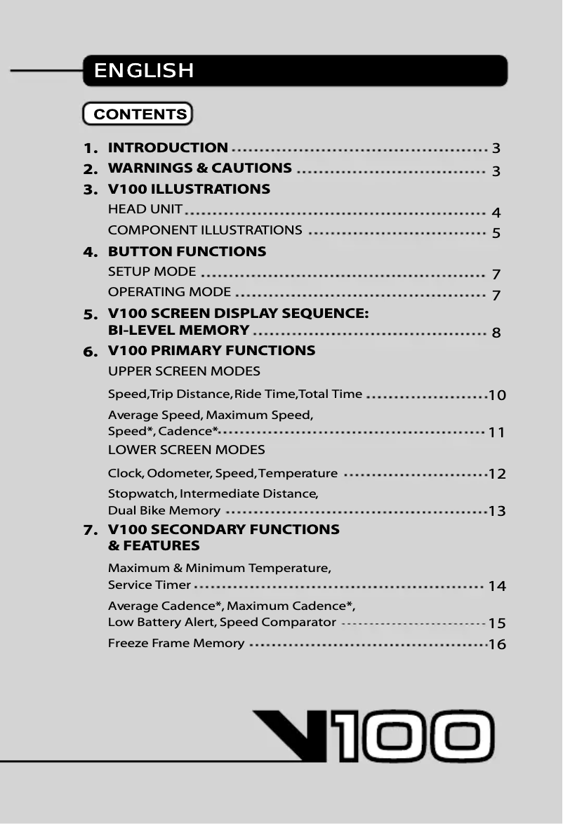 Image de la première page du manuel de l'appareil V100 WL2X
