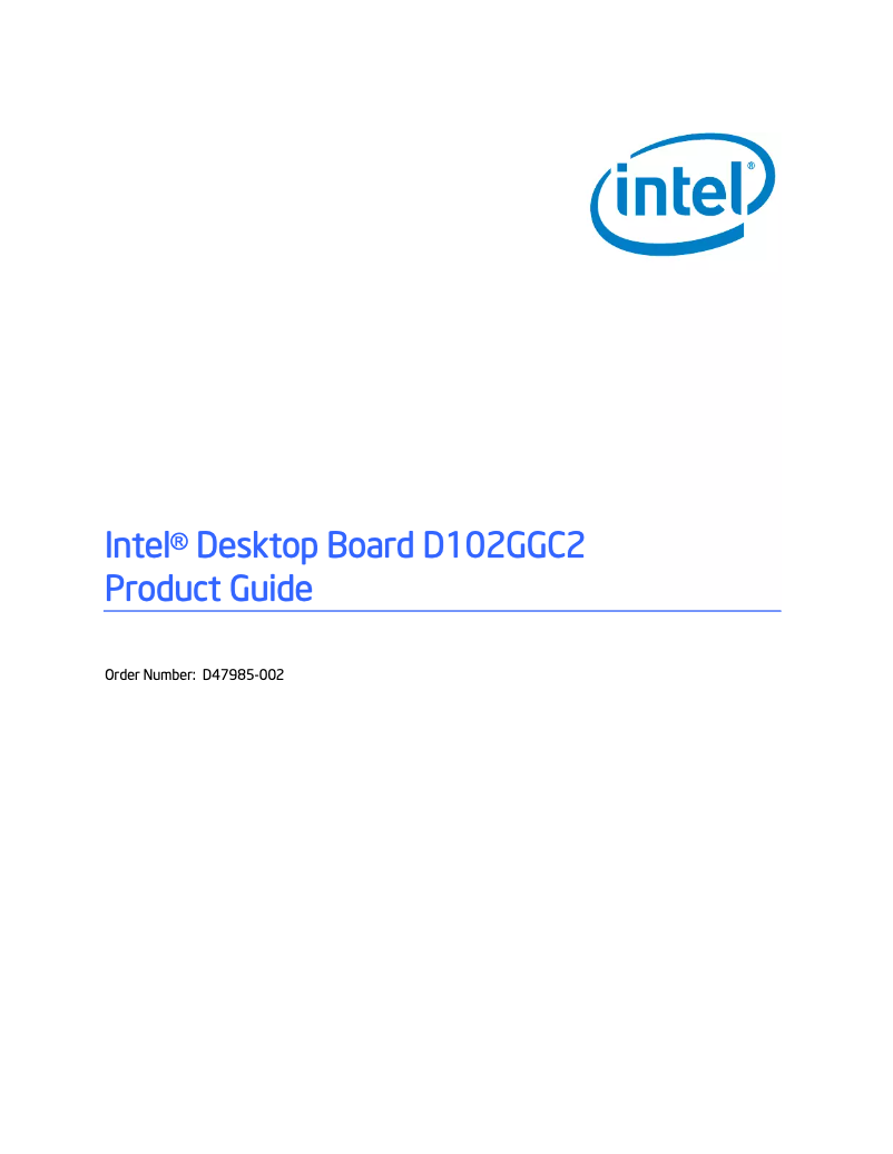 Page 1 de la notice Manuel utilisateur Intel D102GGC2