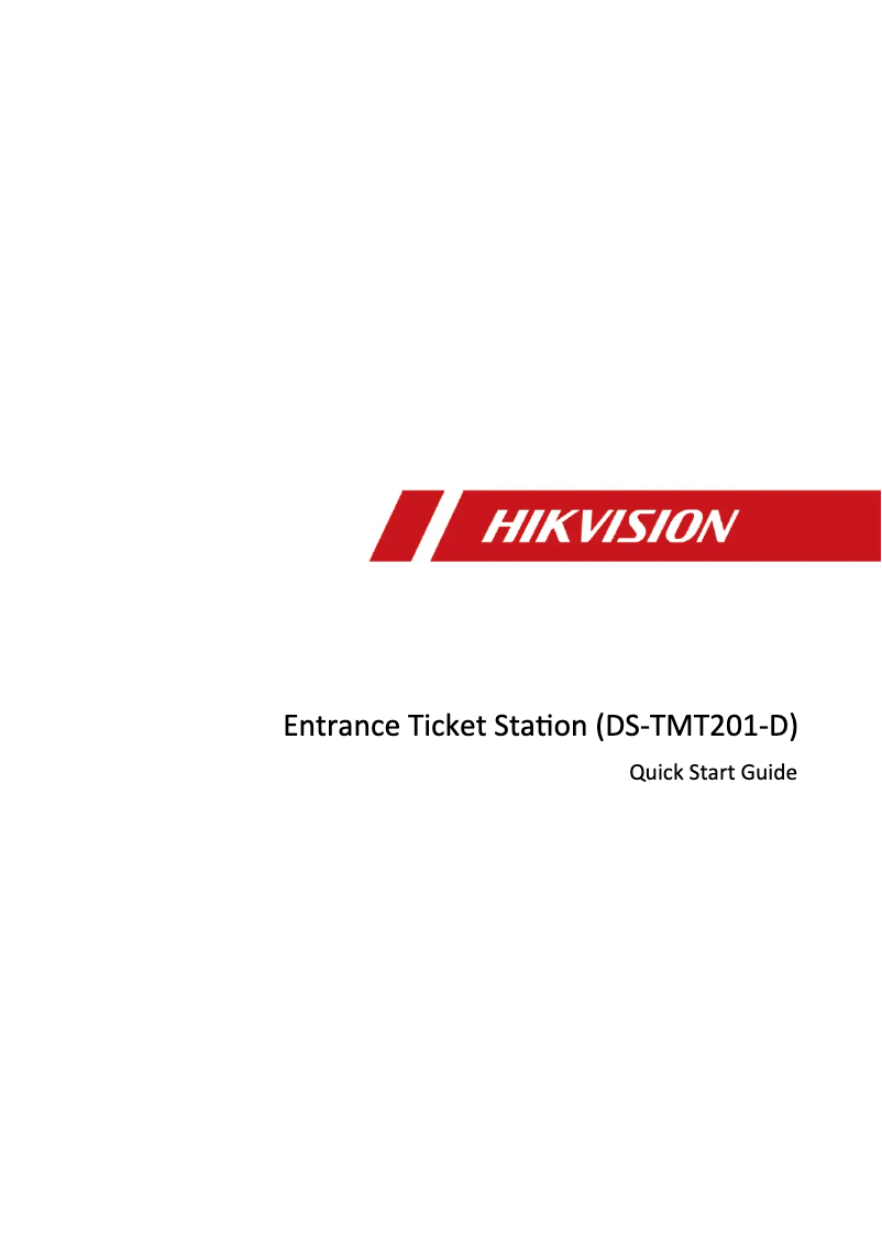Page 1 de la notice Guide de démarrage rapide Hikvision DS-TMT201-D