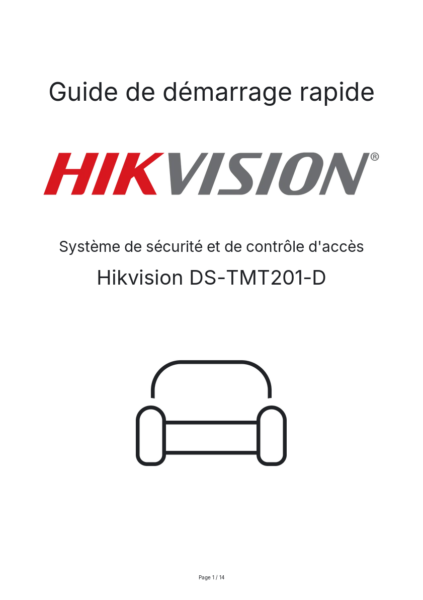 Image de la première page du manuel de l'appareil DS-TMT201-D