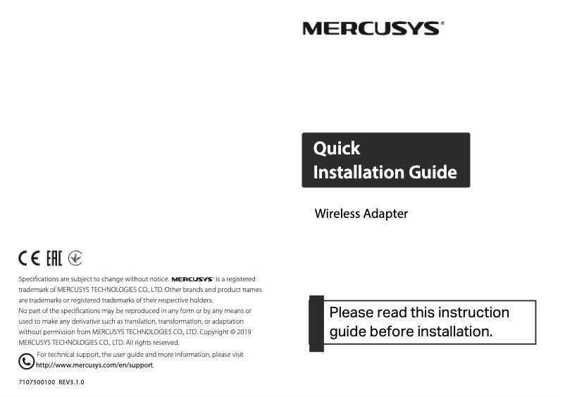 Page n°1 - Guide d'installation Mercusys MW300UH